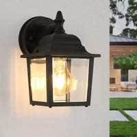 1 x RAW Customer Returns Outdoor wall lamp, outdoor wall lantern vintage waterproof wall light made of metal in black, outdoor wall light with clear glass shade 60W Max. E27 socket for entrance, front door, porch - RRP €31.99