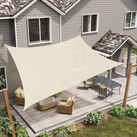 1 x RAW Customer Returns LARMNEE 3 x 4 m HDPE Shade Sail, Resistant and Breathable Awning, Waterproof UV Ray Protection, for Garden, Terrace and Balcony, Beige White EBW34SH02 - RRP €35.39