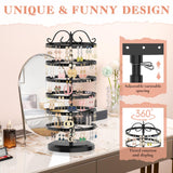 1 x RAW Customer Returns iDavosic.ly Earring Storage with 6 Levels, Metal Earring Stand Earring Holder Jewelry Stand Tree 264 Holes, Rotatable Jewelry Storage Earrings Jewelry Display Organizer, Black - RRP €32.99