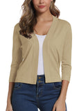 1 x RAW Customer Returns Women s 3 4 Sleeve Open Front Bolero Cardigan Shrug Solid Cardigan Top S, Apricot  - RRP €31.99