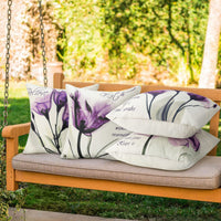 10 x Brand New Set of 4 cushion covers purple flowers plant cushion cover 40 x 40 cm waterproof decorative cushion cover farmhouse spring summer throw pillow sofa cushion decorative cushion covers for cafe office outdoor garden terrace - RRP €166.8