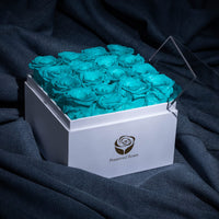 1 x Brand New Yamonic Eternal Real Roses in a Box, Rose Box Gifts for Her, Romantic Gifts for Her, Gift Box for Her Woman Mother Friend 16 Blue Roses, Square White Box  - RRP €82.45