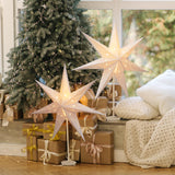 1 x RAW Customer Returns SALCAR LED Christmas Star Illuminated Window 35cm, Paper Star Christmas with E14 Lamp, 3D Luminous Star Standing Advent Star with Iron Base, White - RRP €23.99