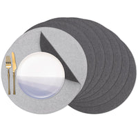 1 x RAW Customer Returns Banchif Set of 6 Linen Placemats Round Placemats Double-Sided Non-Slippery Washable Placemats Breakfast Placemats Faux Linen Placemat Diameter 38 cm  - RRP €24.19