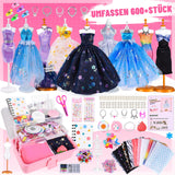 1 x RAW Customer Returns Ulikey Fashion Design Girls, 600 Pieces Sewing Kits for Children, Girls Fashion Designer, DIY Fashion Design Craft Set with Storage Box, Fabric, Mannequin Gifts Girls for 6 7 8 9 10 11 12 Years - RRP €37.3