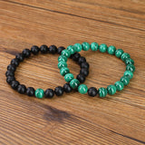 1 x RAW Customer Returns COAI Crystal Bracelets for Couples Partner Bracelet Distance Bracelets made of Matt Onyx and Malachite - RRP €36.64