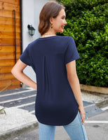 1 x RAW Customer Returns Beluring Women s Long Sleeve Stylish V-Neck Plain Top Stila Navy Blue XL - RRP €25.99