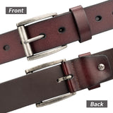 1 x RAW Customer Returns Alphyly Genuine Leather Belt for Men, Men s Leather Belt for Jeans, Men s Leather Golf Belt, Men s Brown Waist Belt 120cm Brown - RRP €13.59