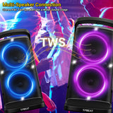 1 x RAW Customer Returns TPBEAT Bluetooth Speaker Large, Party Box, 160W Powerful, Loud Sound, Deep Bass, Music Box Bluetooth Large with LED Light Show, Fast Charging, 15h Battery, TF, AUX, EQ, for Party, Backyard - RRP €179.99