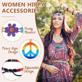 1 x RAW Customer Returns 60s 70s Hippie Costume Set, 7 Pieces Hippie Clothing for Women with Hippie Poncho Tassels Leg Sleeves Headband Sunglasses Peace Sign Necklace Earrings for Women Carnival Motto Party - RRP €24.7