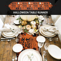 5 x Brand New Gxhong Halloween decoration tablecloth, washable tablecloth Halloween table decoration outdoor tablecloth fireplace table runner, made of polyester and cotton, pumpkin, ghost, black cat, Halloween - RRP €102.0