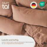 1 x RAW Customer Returns Blumtal muslin bed linen 155x220 cm - Oeko-TEX certified bed linen 155x220 muslin - duvet cover 155x220 pillowcase 80x80 - bed linen muslin 155x220 made of cotton - bed linen beige - RRP €50.41