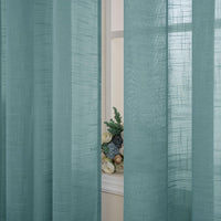 1 x RAW Customer Returns MIULEE Set of 2 Voile Curtain Sheer Linen Curtain with Eyelets Transparent Linen Look Curtain Eyelet Curtain Living Room Window Curtain Translucent Decorative Curtain Bedroom 140 x 145 cm W x H Dusty Blue - RRP €26.21