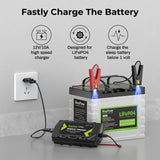 1 x RAW Customer Returns RoyPow LiFePO4 charger 12V lithium battery charger, 10A trickle charger battery maintenance device, charger for LiFePO4 lithium battery Euro plug - RRP €56.99