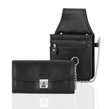 1 x RAW Customer Returns SWISSONA Set waiter s bag including wallet secured with chain, in black - RRP €31.99