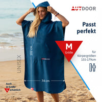 1 x RAW Customer Returns AUTDOOR microfiber bath poncho for women and men - sustainably made from 100 recycled PET bottles - towel as a changing aid for the beach and water sports - quick-drying compact medium, blue  - RRP €34.85