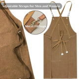 1 x RAW Customer Returns RAPRON Adjustable Hospitality Cowboy Apron, Vintage Professional Barber Apron for Men and Women with Large Pockets, Waiter Cowboy Apron Work Clothes Hairdresser Apron Brown  - RRP €21.17