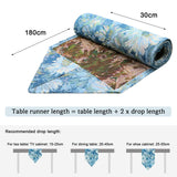 1 x Brand New HYIEAR Modern Table Runner, 30x180cm Table Runner with Flower Print, Washable Blue Table Runner, Decoration for Indoor and Outdoor, Parties, Dining Room, Wedding, Banquet - RRP €22.8