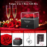 1 x RAW Customer Returns ALLOMN Real Preserved Rose, Eternal Rose Flower Jewelry Gift Box with I Love You Necklace for His Wife Girlfriend Mother for Birthday Anniversary Valentine s Day Mother s Day Christmas - RRP €18.83