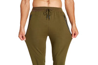 1 x RAW Customer Returns Tansozer jogging pants men cotton training pants men sports pants men long pants men zipper pockets green XL - RRP €31.99