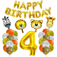 1 x Brand New 4th Birthday Decorations for Boys, Jungle Safari Party Decorations, Animal Balloons, Wild Birthday Decorations for 4th Birthday Boys and Girls - RRP €19.2