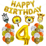 1 x Brand New 4th Birthday Decorations for Boys, Jungle Safari Party Decorations, Animal Balloons, Wild Birthday Decorations for 4th Birthday Boys and Girls - RRP €19.2