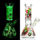 2 x Brand New REANICE Glass Bongs Mini Bong Water Pipe Beaker Tobacco Pipe Fluorescence Pipe 14.5mm Bowl - RRP €34.28