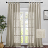 1 x RAW Customer Returns PONY DANCE curtains living room semi-transparent curtains country house style - loop curtain set of 2 voile curtains linen look balcony door curtain translucent curtains taupe, H 245 x W 140 cm - RRP €31.21