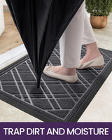 1 x RAW Customer Returns DEXI Outdoor Entrance Doormat 60 x 90 cm, Indoor and Outdoor Non-Slip Entrance Mat, Waterproof and Washable Doormat, Bedroom, Kitchen, Hallway Gray  - RRP €43.57