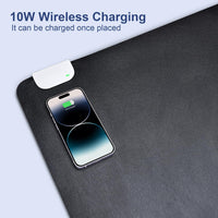 1 x RAW Customer Returns LADSTAG XXL Leather Desk Mat with Inductive Charger, Desk Pad, Gaming Mat with Wireless Charger, Black 800 x 320 mm  - RRP €36.98