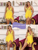 1 x RAW Customer Returns BESDEL Women s Lace Lingerie Babydoll Chemise Sexy Exotic Nightgowns Wedding Nightgown Yellow XL - RRP €24.0