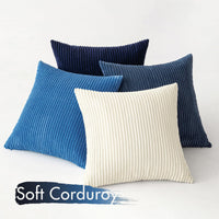 1 x RAW Customer Returns MIULEE Corduroy Cushion Cover Soft Cushion Cover Decorative Sofa Cushions Square Throw Pillows Modern Decorative Pillowcase Striped Pillowcases for Living Room Bedroom 4 Pieces 40 x 40 cm Blue - RRP €18.99