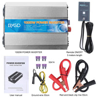 1 x RAW Customer Returns BYGD voltage converter 1000W 2000W 12V to 230V car inverter power converter 12 to 230 inverter and 2 plug crocodile clip for car battery inverter DC AC converter power converter - RRP €64.03