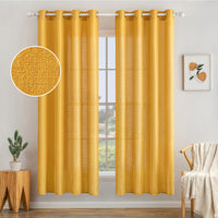 1 x RAW Customer Returns MIULEE 2 Units Translucent Living Room Curtains Polyester Linen with Eyelets Modern Bedroom Curtains Window Living Room Bedroom Dining Room Kitchen 140 x 145 cm Gold - RRP €32.31