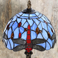 1 x RAW Customer Returns MIAOKE Tiffany Style Table Lamp, Vintage Table Lamp Handcraft Stained Glass Lampshade Table Lamps for Bedroom Bedside Lamp Study Office Blue Dragonfly  - RRP €69.98