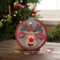 12 x Brand New Valery Madelyn Wooden Christmas Decoration, Christmas Countdown Calendar Window Decoration Door Decoration Christmas Pendant, 22x23cm Moose Advent Calendar, Red Gray Theme - RRP €139.92