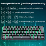 1 x RAW Customer Returns TMKB T61SE Gaming Mechanical Keyboard with German QWERTZ Layout, Blue Switch, Black - RRP €34.27