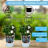 1 x RAW Customer Returns Huiguli 10 Pack Flower Pot, White Self-Watering Pot Small, 9.5cm Plant Pot with Watering System, PP Plastic Graden Pot with Water Level Indicator for Indoor and Outdoor Use - RRP €20.71