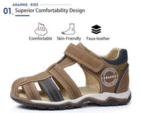 1 x Brand New Ahannie Baby Boys and Girls Summer Leather Sandals, Unisex Children s Arch Support Closed Sandals - RRP €20.05