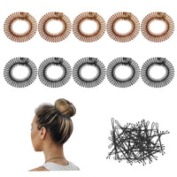 1 x Brand New Pumuky 10 Pieces Circular Combs, Plastic Circular Hair Comb, Full Circle Comb, Including 50 Hairpins, Fashion Accessories Stretchable Comb for Women Girls Black Coffee  - RRP €6.38