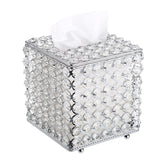 1 x RAW Customer Returns SUMNACON Crystal Silver Facial Tissue Box Made of Glass Metal Tissue Box Tissue Dispenser Tissue Box Decoration for Living Room Dining Room Hotel Restaurant Office Square - RRP €24.19