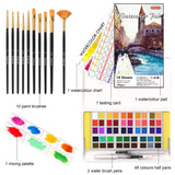 1 x RAW Customer Returns Shuttle Art watercolor paint set, 48 watercolor paints with 2 water brushes, 10 brushes, 1 watercolor block 18 watercolor paper , 1 palette, watercolor box, watercolor set for children, adults, suitable for beginners - RRP €22.99