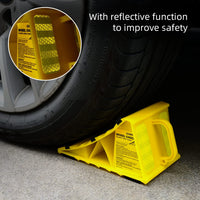 1 x RAW Customer Returns leadstand Car Wheel Chocks Non-Slip Base Motorhome Trailer Yellow Plastic Suitable for Most Tire Sizes 2  - RRP €20.06