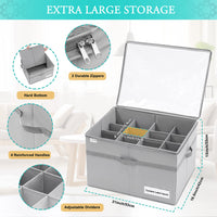 1 x RAW Customer Returns LUVHOMEE Shoe Organizer for Closet, Fits 16 Pairs, Large Shoe Cabinet, Shoe Box with Clear Lid, Strong Storage Box for Shoe Storage, Space Saving Shoe Rack with Handles, Gray - RRP €32.94