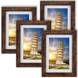 1 x RAW Customer Returns Nacial Set of 4 brown picture frames 10 x 15 cm with passe-partout, picture frame 13 x 18 cm without pass-partout with acrylic glass, removable wooden picture frame for collages, portraits, comics - RRP €16.78