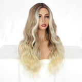 1 x RAW Customer Returns PORSMEER Women s Ombre Blonde Wig with Platinum Blonde Highlight Wig Synthetic Hair Natural Wig Long without Bangs Wavy Brown Blonde Wig for Women 26 Inches - RRP €24.19