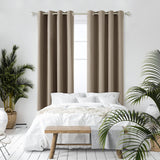 1 x RAW Customer Returns Deconovo curtains with eyelets, heat-insulating opaque curtains, living room thermal curtains against the cold, 300 x 140 cm height x width , taupe, set of 2 - RRP €60.49