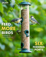 1 x RAW Customer Returns iBorn bird feeder, wild bird feeder metal, green bird feeder, wild bird feeding station for hanging, green 14 inches 6 ports - RRP €22.57