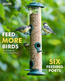 1 x RAW Customer Returns iBorn bird feeder, wild bird feeder metal, green bird feeder, wild bird feeding station for hanging, green 14 inches 6 ports - RRP €22.45