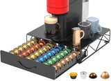 1 x RAW Customer Returns Metallic coffee pod holder for 48 Nespresso Vertuo, Tchibo Cafissimo, K-fee, ALDI Expressi, and Lavazza capsules - Nespresso Vertuoline capsule drawer organizer and coffee machine stand - RRP €39.99